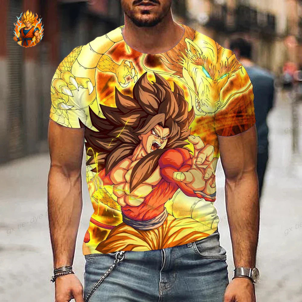 Dragon Ball Goku Saiyajin 4 x Shenron T-Shirt