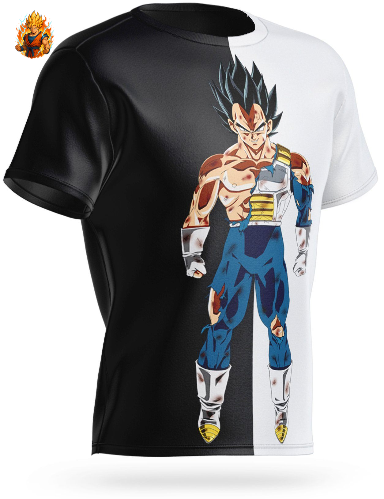 Dragon Ball Vegeta Schwarz-Weiß-T-Shirt