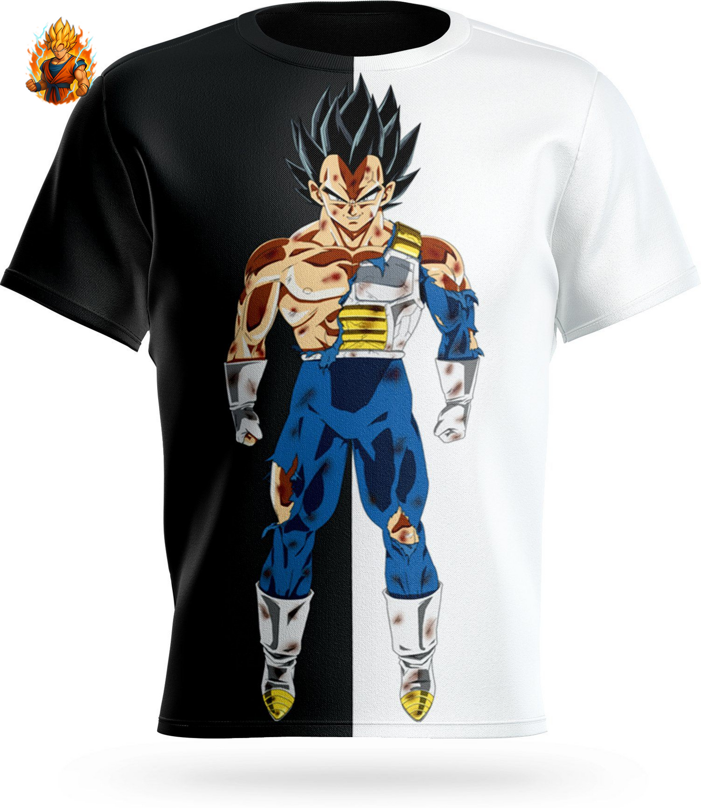 Dragon Ball Vegeta Schwarz-Weiß-T-Shirt