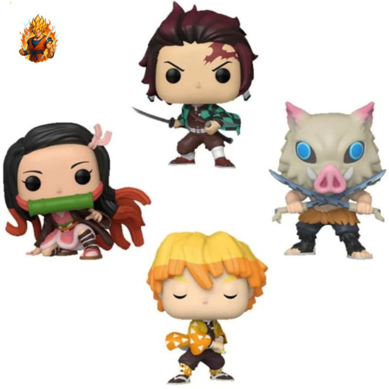 Los 4 POP-Figuren Tanjiro, Zenitsu, Nezuko und Inosuke – Demon Slayer™