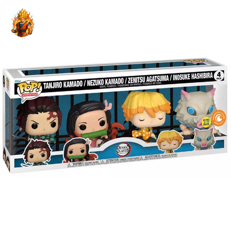 Los 4 POP-Figuren Tanjiro, Zenitsu, Nezuko und Inosuke – Demon Slayer™