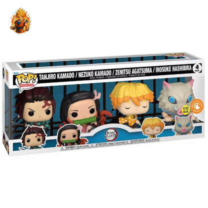 Los 4 POP-Figuren Tanjiro, Zenitsu, Nezuko und Inosuke – Demon Slayer™